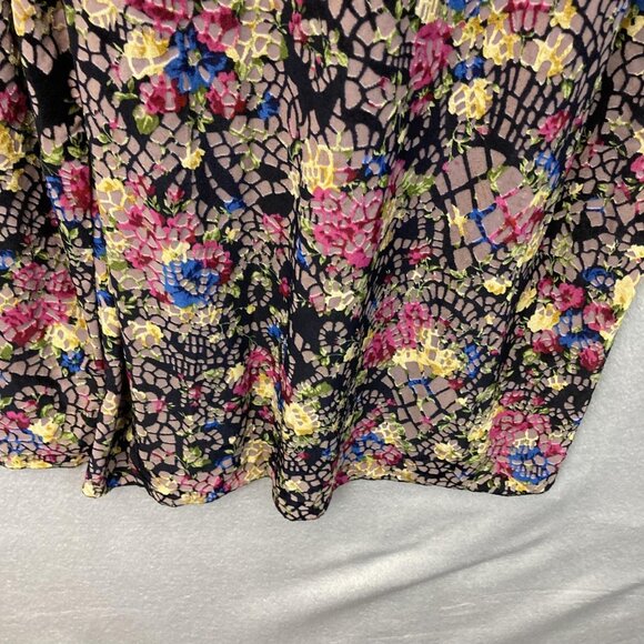 Petit Pois Viviana G Velvet Burnout Dress Womens Size XL Black Pink Lightweight - Picture 12 of 14
